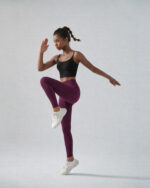 High Waist Stretch Leggings-Comfort Fit (Plum) - Image 3